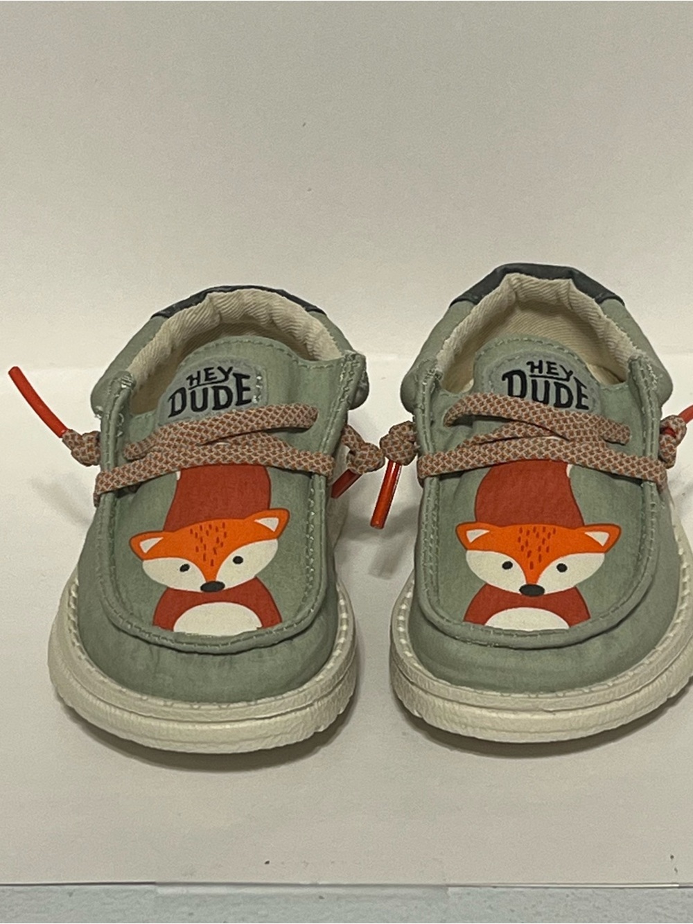 Hey Dude Kids Fox Slip-On Sneakers in Sage Green and Orange